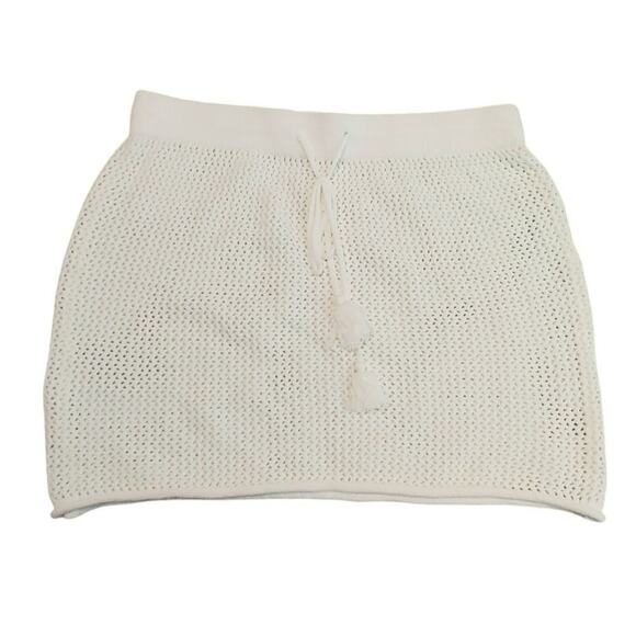 Moon & Madison Skirt Top Outfit Set Open Knit Crochet Cotton White Women Medium - Picture 4 of 14